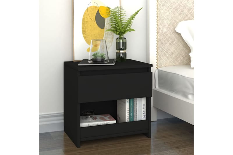 Nattbord svart 40x30x39 cm sponplate - Svart - Møbler - Bord - Avlastningsbord - Sengebord & nattbord