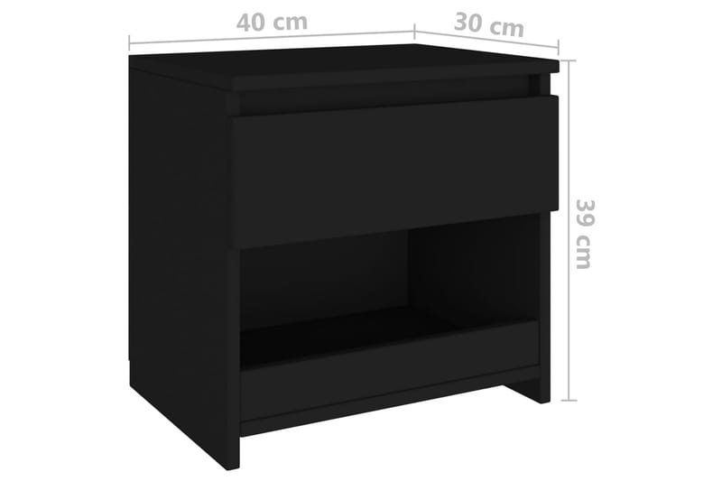Nattbord svart 40x30x39 cm sponplate - Svart - Møbler - Bord - Avlastningsbord - Sengebord & nattbord