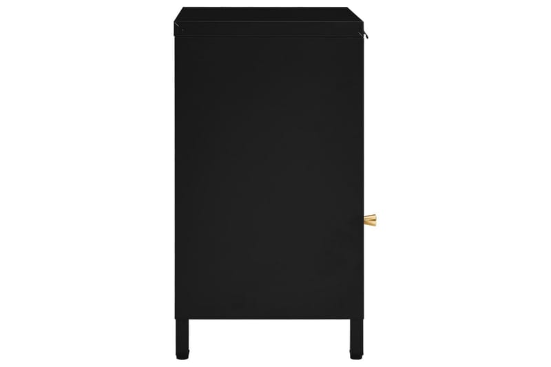 Nattbord svart 40x30x54,5 cm stål og glass - Svart - Møbler - Bord - Avlastningsbord - Sengebord & nattbord