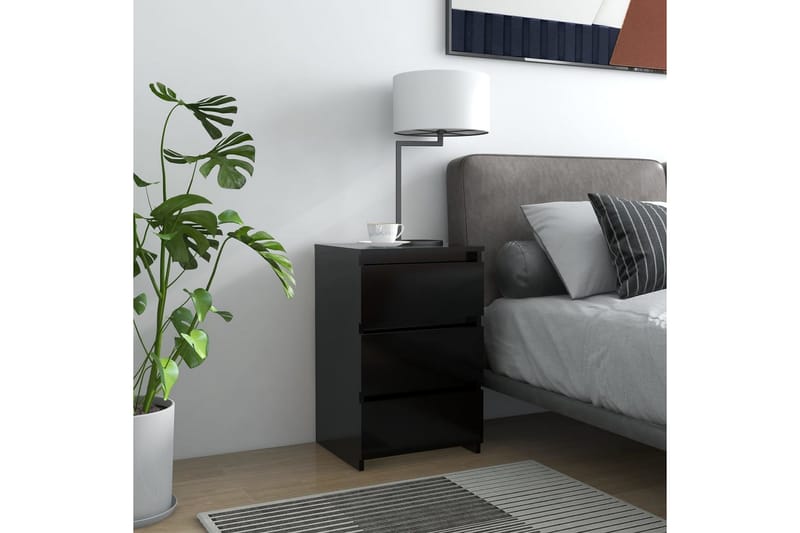 Nattbord svart 40x35x62,5 cm sponplate - Svart - Møbler - Bord - Avlastningsbord - Sengebord & nattbord