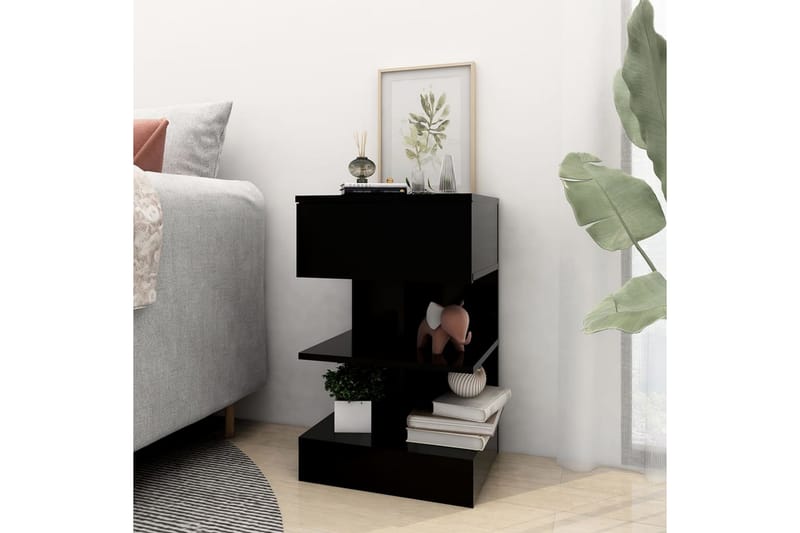 Nattbord svart 40x35x65 cm sponplate - Svart - Møbler - Bord - Avlastningsbord - Sengebord & nattbord