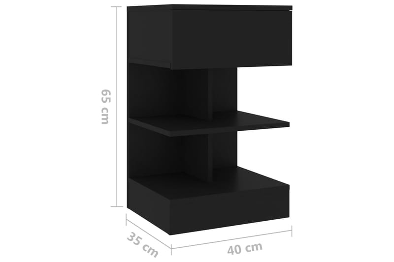 Nattbord svart 40x35x65 cm sponplate - Svart - Møbler - Bord - Avlastningsbord - Sengebord & nattbord