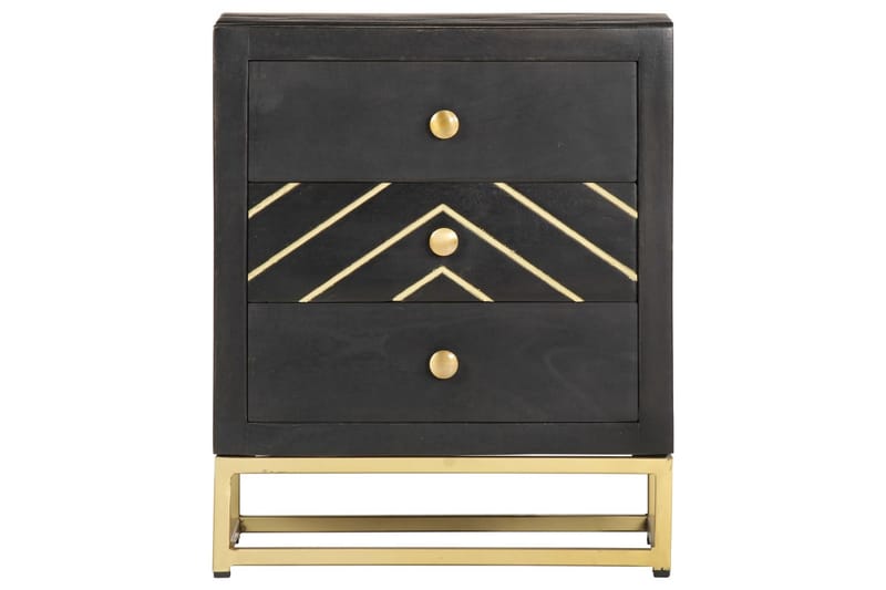 Nattbord svart og gull 40x30x50 cm heltre mango - Møbler - Bord - Avlastningsbord - Sengebord & nattbord