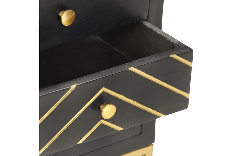 Nattbord svart og gull 40x30x50 cm heltre mango - Sengebord & nattbord