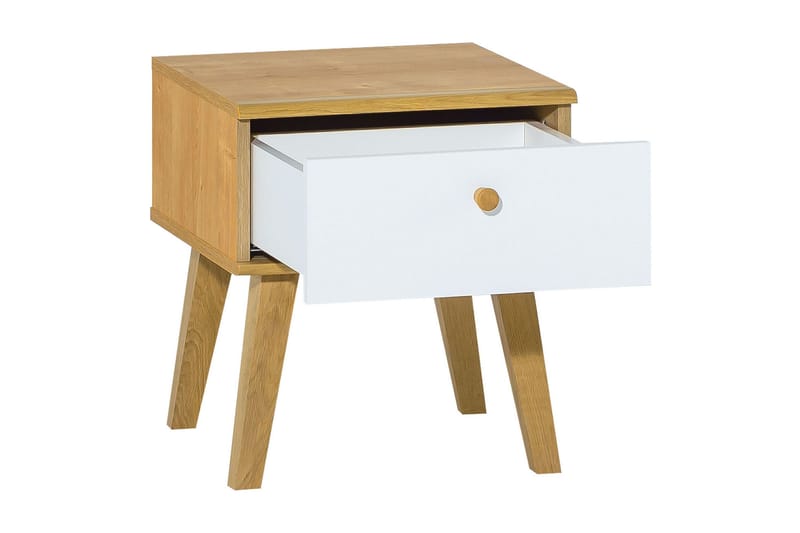 Nature Nattbord 40 cm med Oppbevaring Hvit/Eik - Tre/natur - Møbler - Bord - Avlastningsbord - Sengebord & nattbord