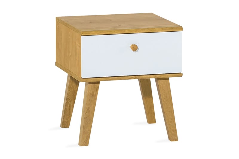 Nature Nattbord 40 cm med Oppbevaring Hvit/Eik, Tre/natur