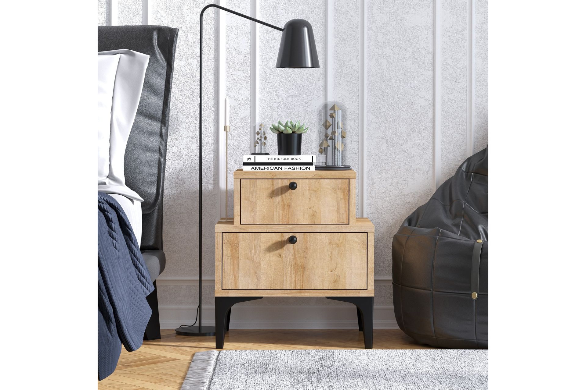 Nightstand Eik - Møbler - Bord - Avlastningsbord - Sengebord & nattbord