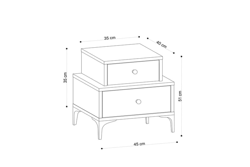 Nightstand Eik - Møbler - Bord - Avlastningsbord - Sengebord & nattbord