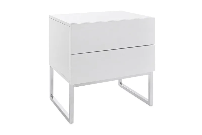 Nola Nattbord 50 cm Høye Ben med Oppbevaring 2 Skuffer - Hvit - Møbler - Bord - Avlastningsbord - Sengebord & nattbord