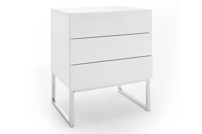 Nola Nattbord 50 cm Høye Ben med Oppbevaring 3 Skuffer - Hvit - Møbler - Bord - Avlastningsbord - Sengebord & nattbord
