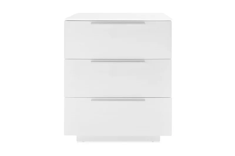 Nola Nattbord 50 cm med Oppbevaring 3 Skuffer, Hvit