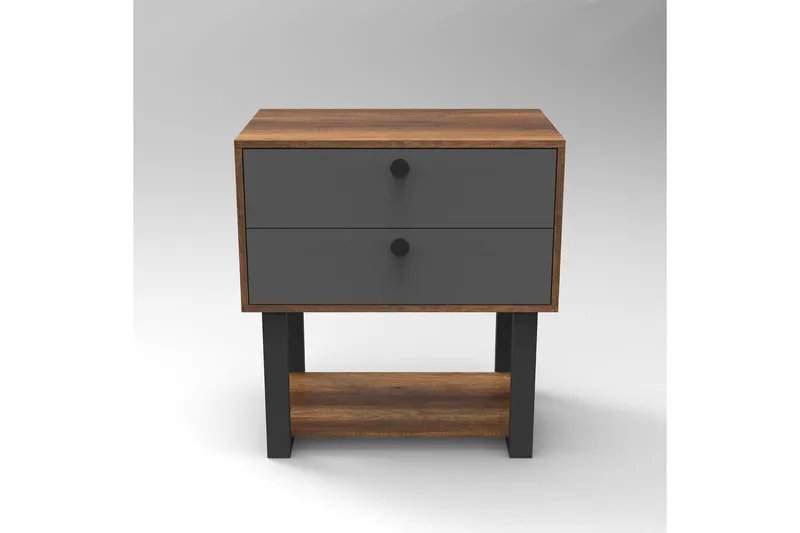 Numandro Nattbord 80 cm - Teak / Antrasitt - Møbler - Bord - Avlastningsbord - Sengebord & nattbord