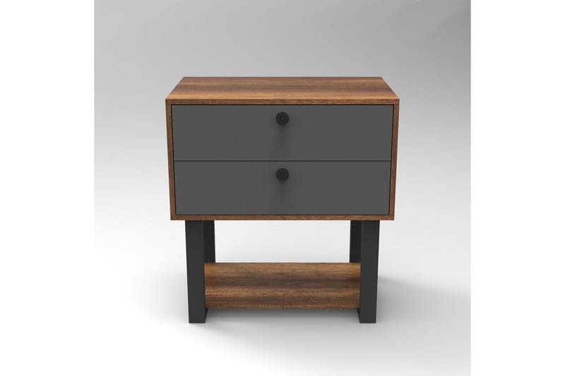 Numandro Nattbord 80 cm - Teak / Antrasitt - Møbler - Bord - Avlastningsbord - Sengebord & nattbord