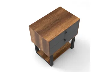 Numandro Nattbord 80 cm - Teak / Antrasitt - Møbler - Bord - Avlastningsbord - Sengebord & nattbord