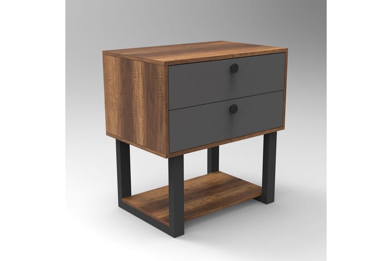 Numandro Nattbord 80 cm - Teak / Antrasitt - Møbler - Bord - Avlastningsbord - Sengebord & nattbord