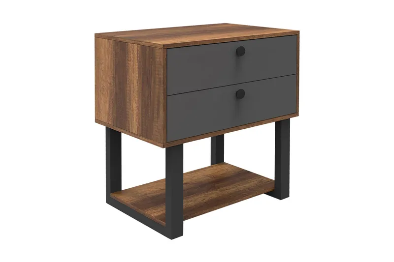 Numandro Nattbord 80 cm, Teak / Antrasitt
