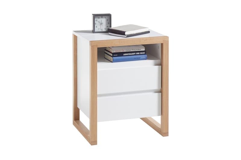 Nuzman Nattbord 48 cm - Hvit / Eik - Møbler - Bord - Avlastningsbord - Sengebord & nattbord