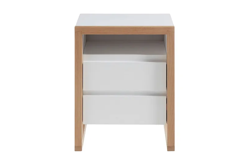 Nuzman Nattbord 48 cm, Hvit / Eik