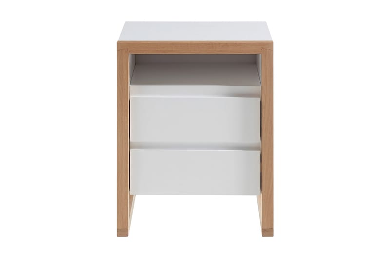 Nuzman Nattbord 48 cm - Hvit / Eik - Møbler - Bord - Avlastningsbord - Sengebord & nattbord