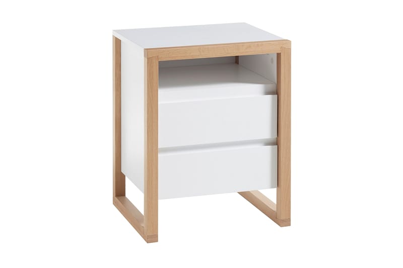 Nuzman Nattbord 48 cm - Hvit / Eik - Møbler - Bord - Avlastningsbord - Sengebord & nattbord