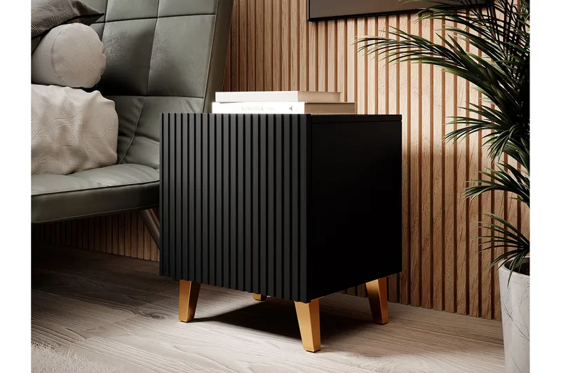 Pafos Nattbord Firekantet Svart|Gull - Møbler - Bord - Avlastningsbord - Sengebord & nattbord