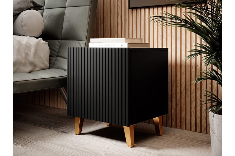 Pafos Nattbord Firekantet Svart|Gull - Møbler - Bord - Avlastningsbord - Sengebord & nattbord