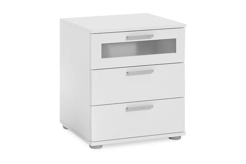 Polyxo Nattbord 45 cm med Oppbevaring 3 Skuffer - Hvit/Lysegrå - Møbler - Bord - Avlastningsbord - Sengebord & nattbord
