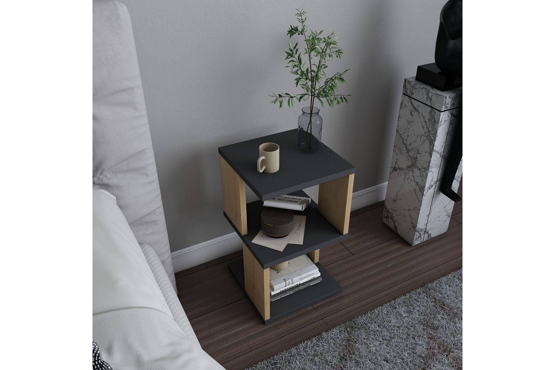 Rinorea Nattbord 29,6x49,4 cm - Antrasitt - Møbler - Bord - Avlastningsbord - Sengebord & nattbord