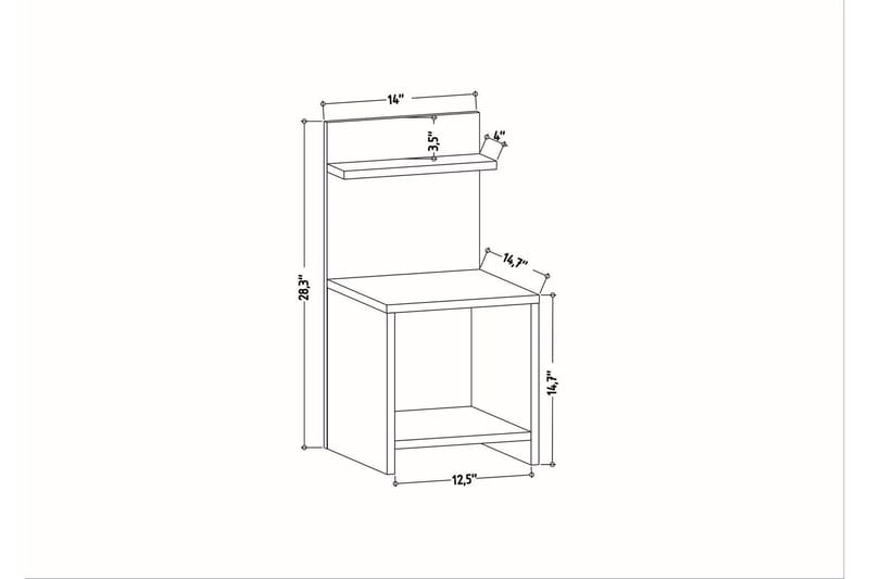 Rinorea Nattbord 35,6x72 cm - Antrasitt - Møbler - Bord - Avlastningsbord - Sengebord & nattbord