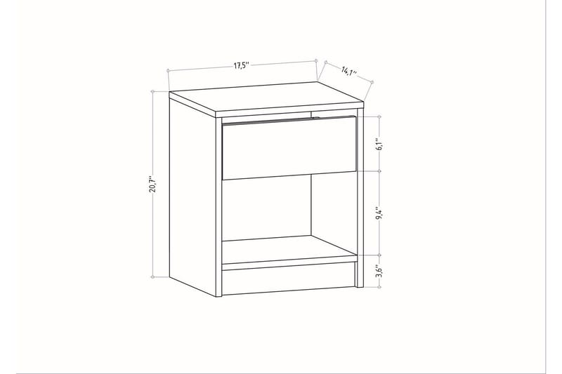 Rinorea Nattbord 44,6x52,8 cm - Antrasitt - Sengebord & nattbord