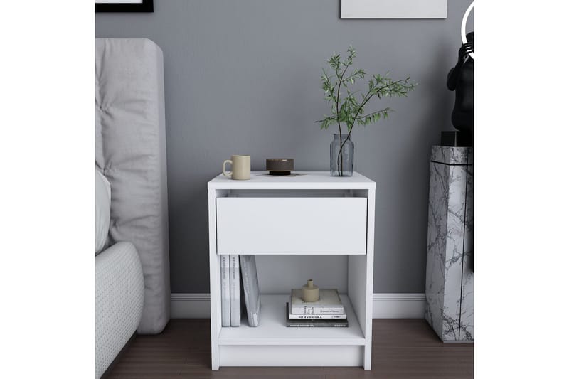Rinorea Nattbord 44,6x52,8 cm - Hvit - Møbler - Bord - Avlastningsbord - Sengebord & nattbord
