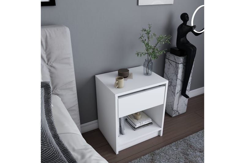 Rinorea Nattbord 44,6x52,8 cm - Hvit - Møbler - Bord - Avlastningsbord - Sengebord & nattbord