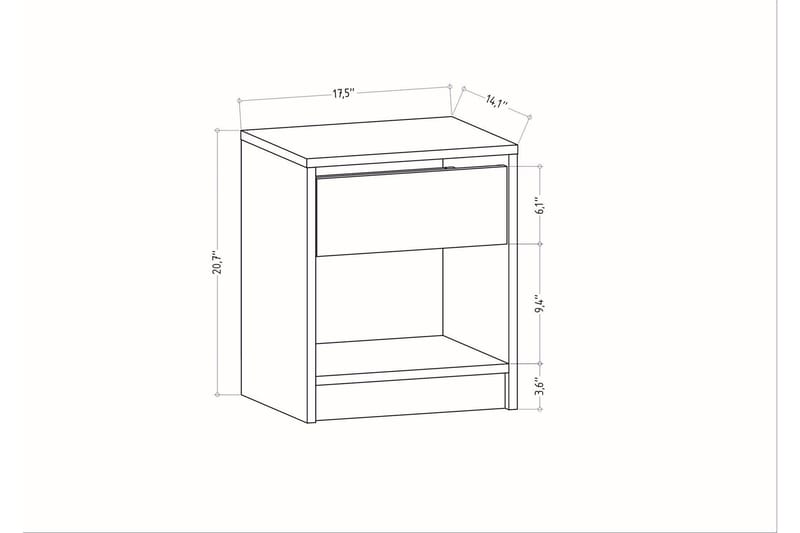 Rinorea Nattbord 44,6x52,8 cm - Hvit - Møbler - Bord - Avlastningsbord - Sengebord & nattbord