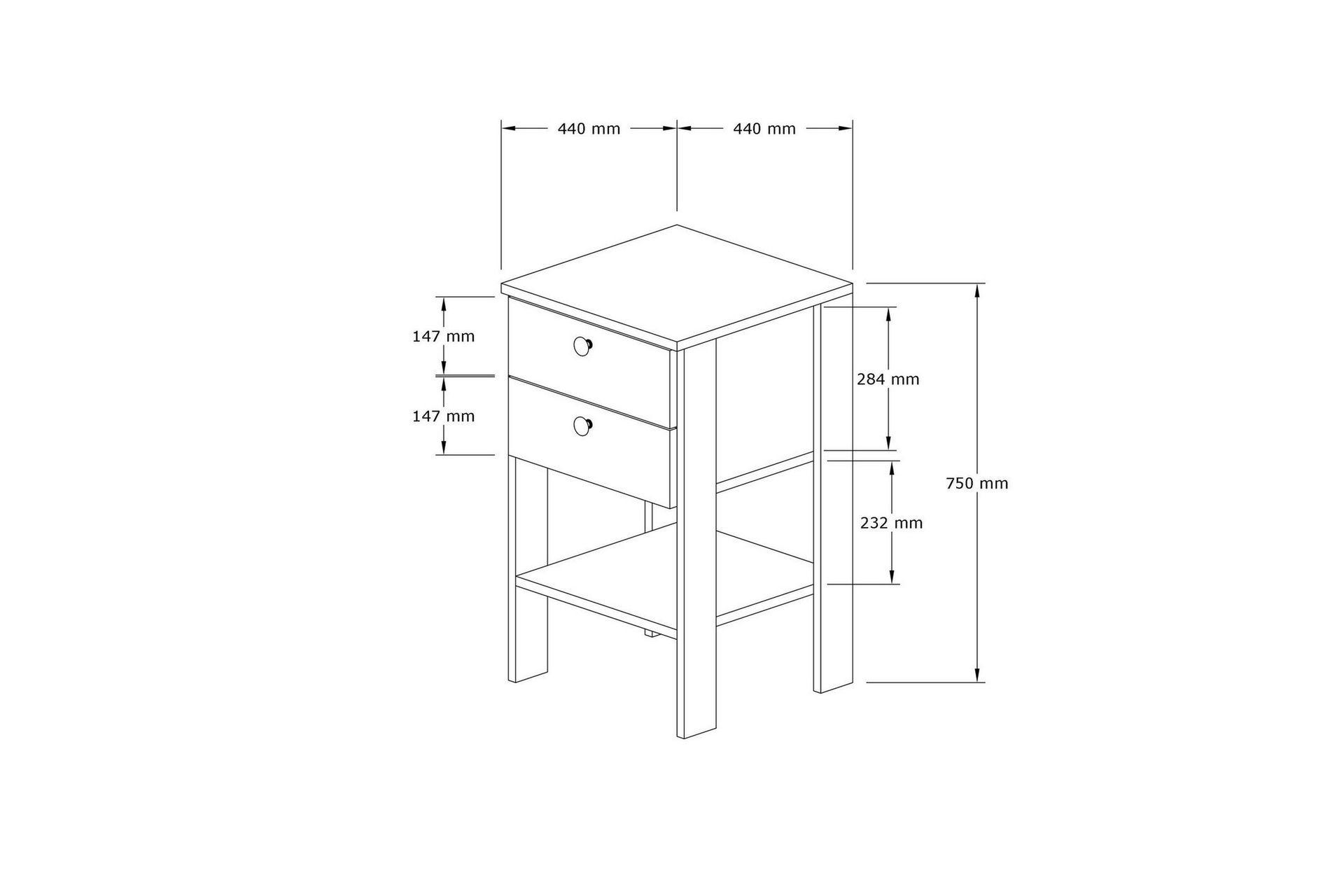 Rinorea Nattbord 44x75 cm - Hvit - Møbler - Bord - Avlastningsbord - Sengebord & nattbord