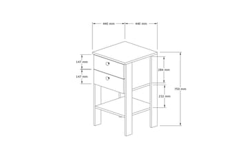 Rinorea Nattbord 44x75 cm - Hvit - Møbler - Bord - Avlastningsbord - Sengebord & nattbord