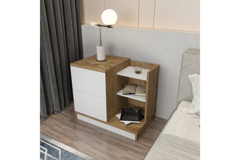 Rinorea Nattbord 72x60 cm - Hvit - Møbler - Bord - Avlastningsbord - Sengebord & nattbord