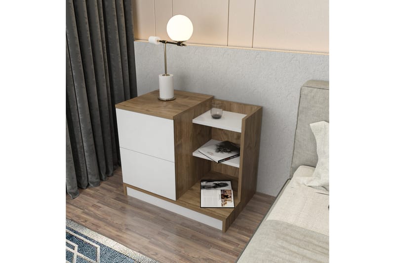 Rinorea Nattbord 72x60 cm - Hvit - Møbler - Bord - Avlastningsbord - Sengebord & nattbord