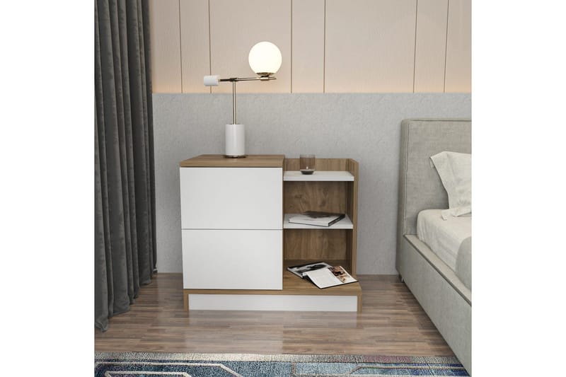 Rinorea Nattbord 72x60 cm - Hvit - Møbler - Bord - Avlastningsbord - Sengebord & nattbord