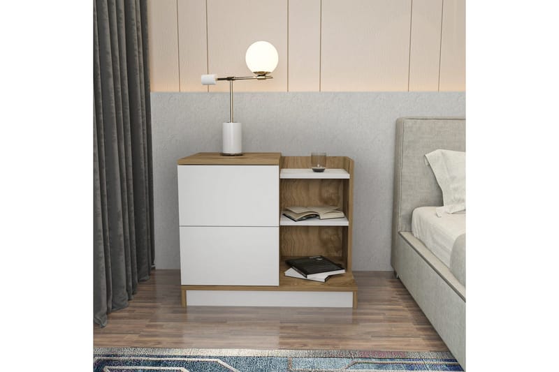 Rinorea Nattbord 72x60 cm - Hvit - Møbler - Bord - Avlastningsbord - Sengebord & nattbord