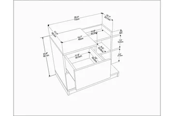 Rinorea Nattbord 72x60 cm - Hvit - Møbler - Bord - Avlastningsbord - Sengebord & nattbord