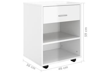 Rulleskap høyglans hvit 46x36x59 cm sponplate - Hvit - Møbler - Bord - Avlastningsbord - Sengebord & nattbord