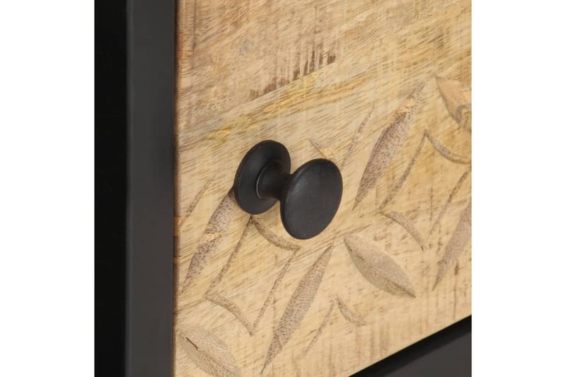 Salongbord med utskåret dør 90x55x36 cm grovt mangotre - Møbler - Bord - Avlastningsbord - Sengebord & nattbord