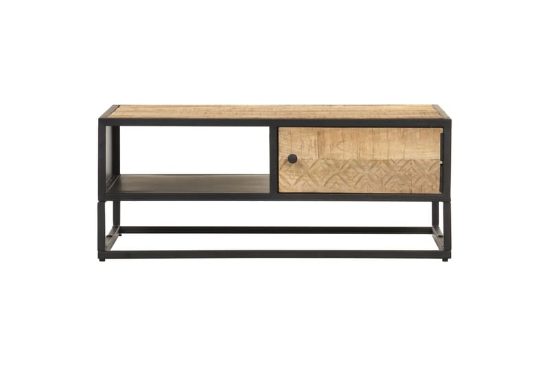 Salongbord med utskåret dør 90x55x36 cm grovt mangotre - Møbler - Bord - Avlastningsbord - Sengebord & nattbord