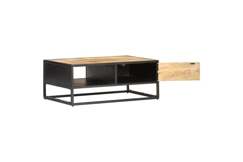 Salongbord med utskåret dør 90x55x36 cm grovt mangotre - Møbler - Bord - Avlastningsbord - Sengebord & nattbord