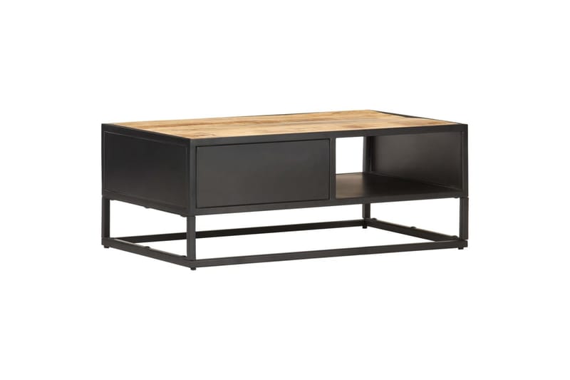 Salongbord med utskåret dør 90x55x36 cm grovt mangotre - Møbler - Bord - Avlastningsbord - Sengebord & nattbord