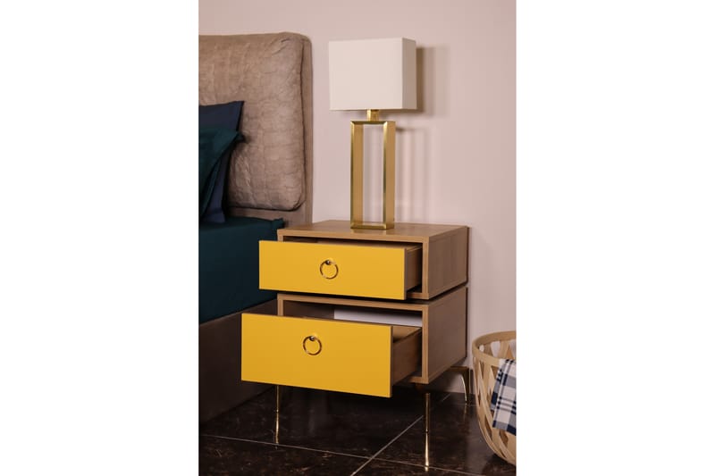 Sängbord Guld|Ek|Gul - Møbler - Bord - Avlastningsbord - Sengebord & nattbord