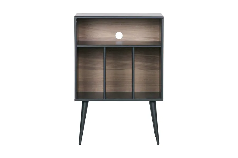 Seamas Nattbord 60 cm med Oppbevaring Hyller, Valnøtt/Svart