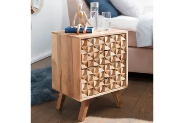 Seufert Nattbord 44 cm med Oppbevaring og Skuffer i Tre - Natur - Møbler - Bord - Avlastningsbord - Sengebord & nattbord