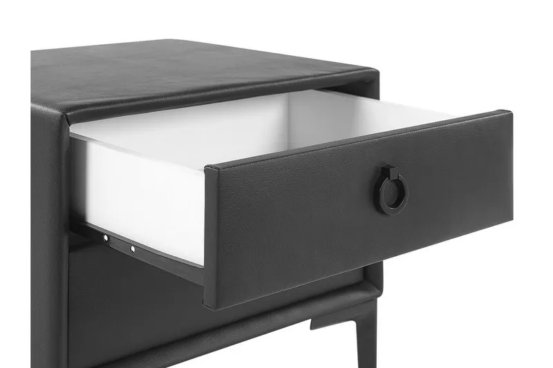 Sezanne Nattbord 44 cm - Konstlær/Svart - Møbler - Bord - Avlastningsbord - Sengebord & nattbord