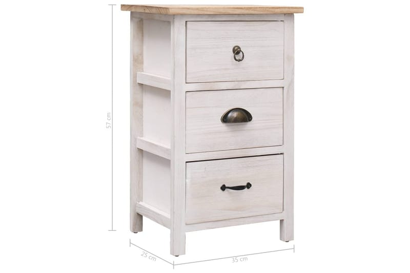 Sideskap 35x25x57 cm keisertre - Hvit - Møbler - Bord - Avlastningsbord - Sengebord & nattbord